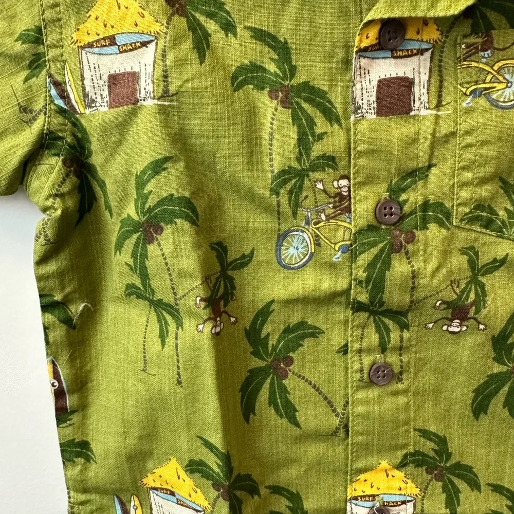 Gymboree Boy's Green Monkey Print Button Down NWT (Size 18-24 Months)